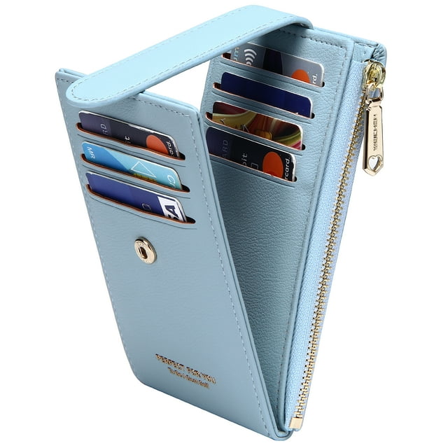 Badiya RFID Card Holder Wallet for Women Slim Wallets Bifold Women Multi Card Case Zipper Coin