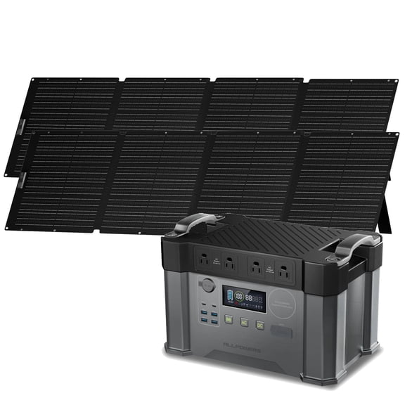 ALLPOWERS S2000 Pro Solar Generator Kit, Include 2400W 1451Wh Portable Power Station with 2 Pack 200W Foldable Solar Panels, [Shipping Separately]