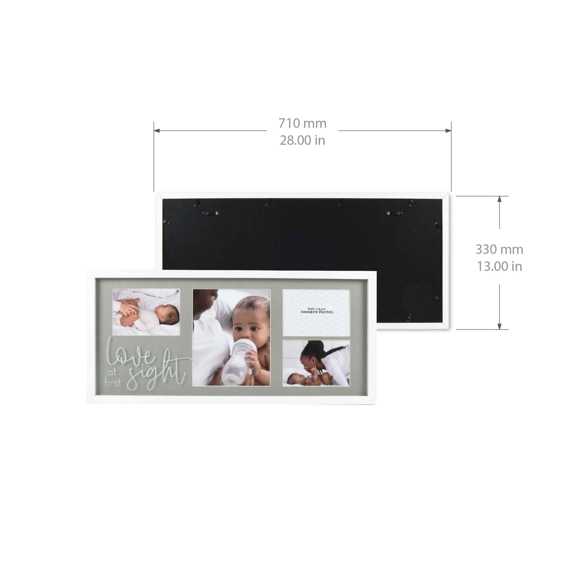 Prinz 4-Opening Love at First Sight 24X12 Multi-Sized Photos, Wall Collage Picture Frame, Grey