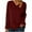 Wine, variant on cfhntfmh Fall Shirts for Women Warm Fleece Long Sleeve V Neck Collared Undershirts Lounge Solid Color Basic Tops