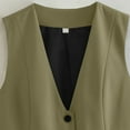 thumbnail image 6 of DondPO Womens Vest Women's V Neck Buttons Vest Summer Elegant Chic Sleeveless Single Breasted OuterwearVests Female Waistcoat Tops Women's Outerwear Vests Vest Women Trendy Green M, 6 of 8