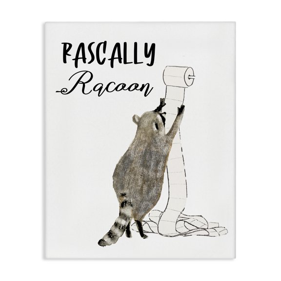 Stupell Industries Eclectic Rascally Racoon Toilet Paper Canvas Art, 16 x 20, by Victoria Barnes