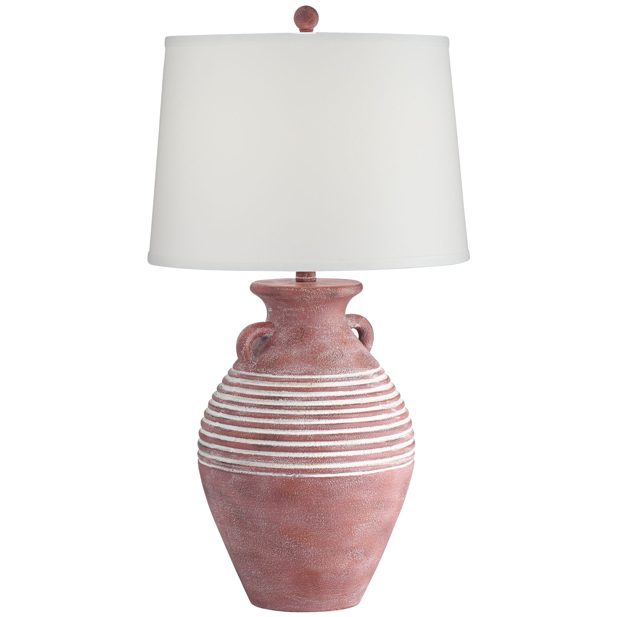 John Timberland Sierra Rustic Table Lamp Southwest 30" Tall Red Brown Sandstone Linen Drum Shade for Bedroom Living Room Bedside Nightstand Office
