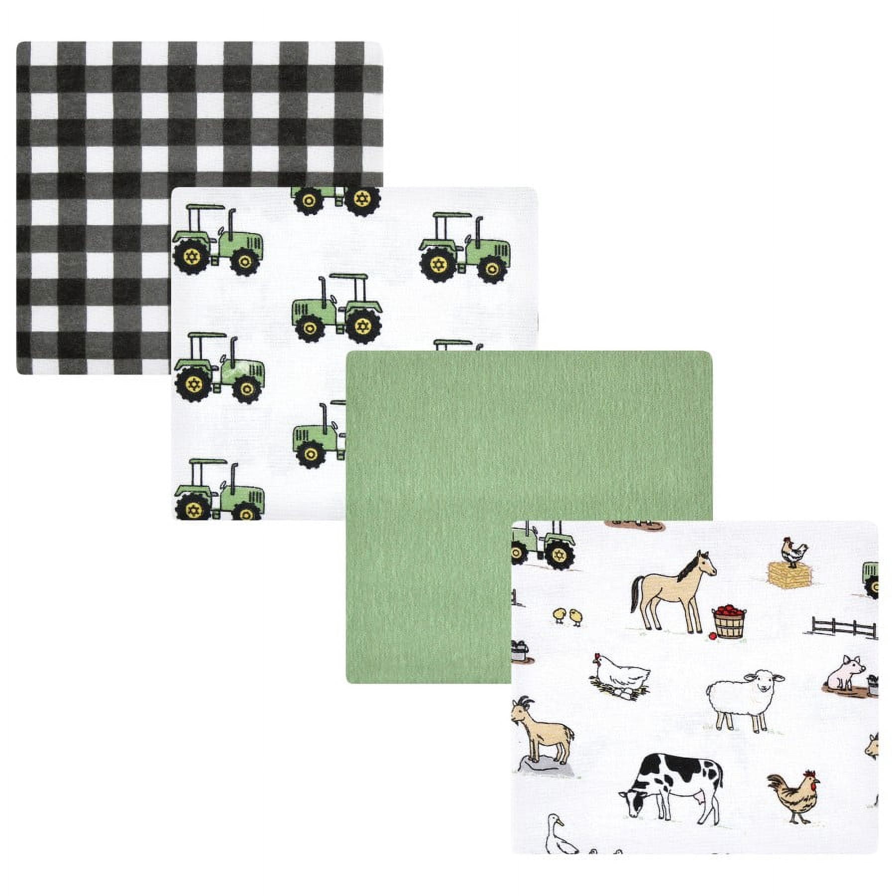 Hudson Baby Unisex Baby Cotton Poly Flannel Receiving Blankets Bundle Set, Boy Farm, One Size