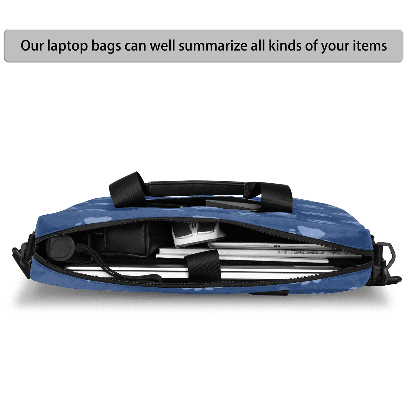 Herdesigns Blue Dog Paw Print Laptop Bag for Women Men, Computer Case Briefcase Messenger Bags, 15-15.6 inch Laptop Sleeve Shoulder Bag