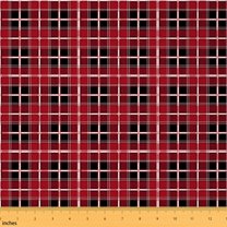 Homewish Adult Vintage Buffalo Fabric by the Yard 1 Yard, Black Red Checkered Abstract Room Decor Fabric by the Yard, Square Plaid Sewing Fabric, Luxury Bedroom Decor