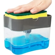 Distributeur de pompe à savon et porte-éponge 2 en 1, distributeur de savon à vaisselle pour évier de cuisine distributeur de savon à vaisselle 13 onces