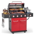 thumbnail image 4 of 4-Burner Propane Gas Grill with Side Burner, 56,000 BTU Outdoor BBQ Grill with Viewing Window, Outdoor Grill 677 Sq. In. Cooking Area, Porcelain-Coated Lid, Red, 4 of 11