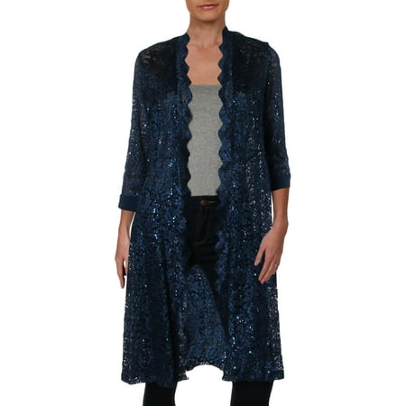 R&M Richards Womens Petites Lace Sequined Jacket