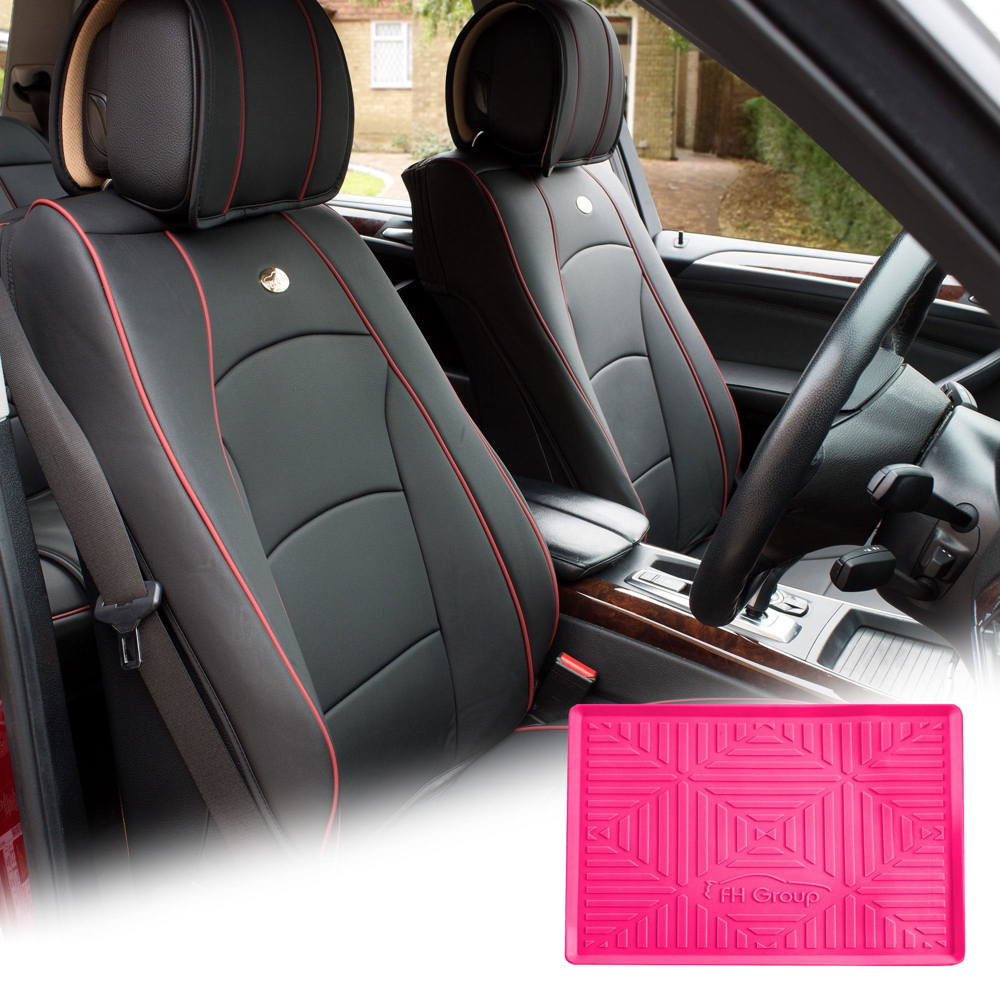FH Group Black Leatherette Front Bucket Seat Cushion