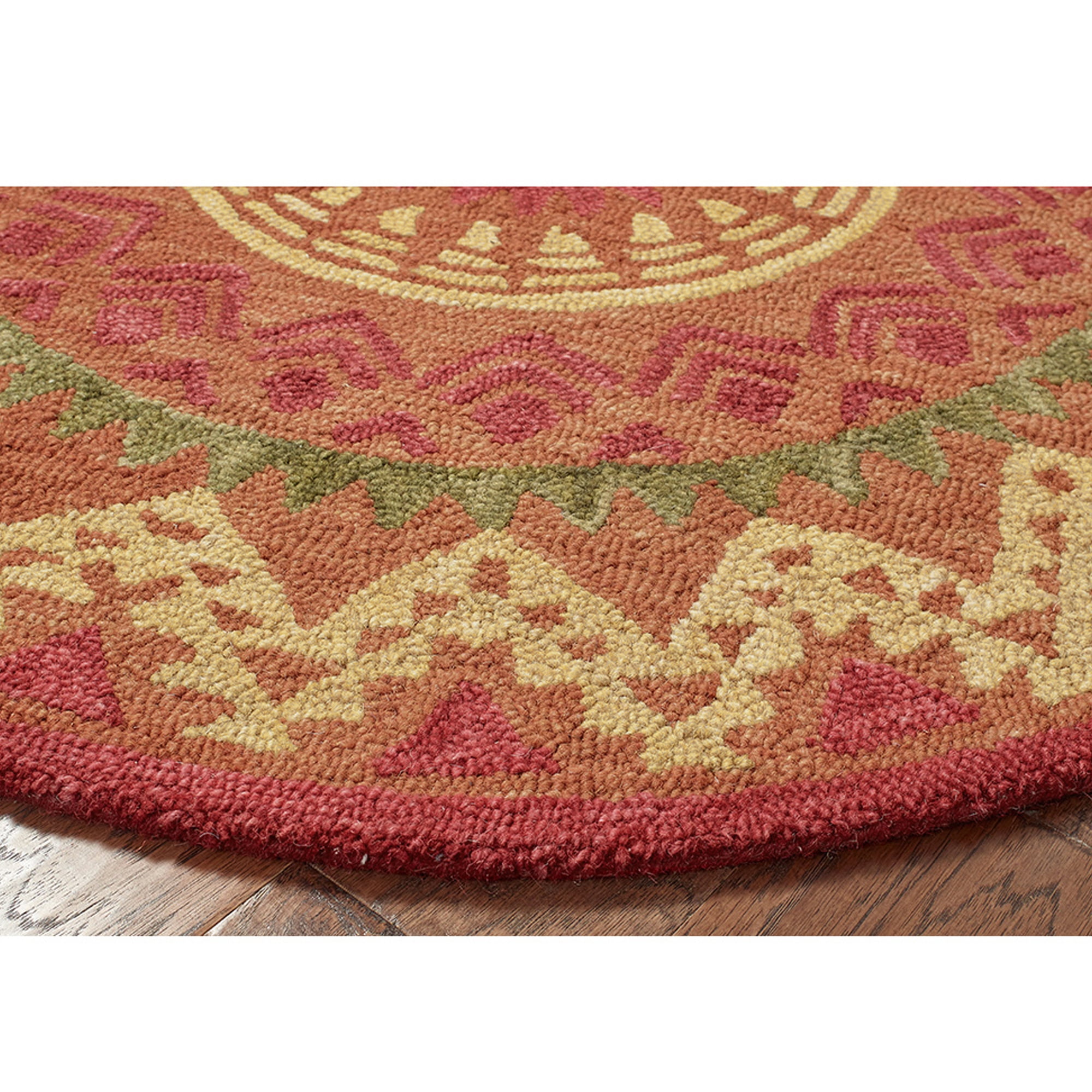 Ox Bay Ella 6' Round Rust/Red Southwestern Medallion Indoor Area Rug