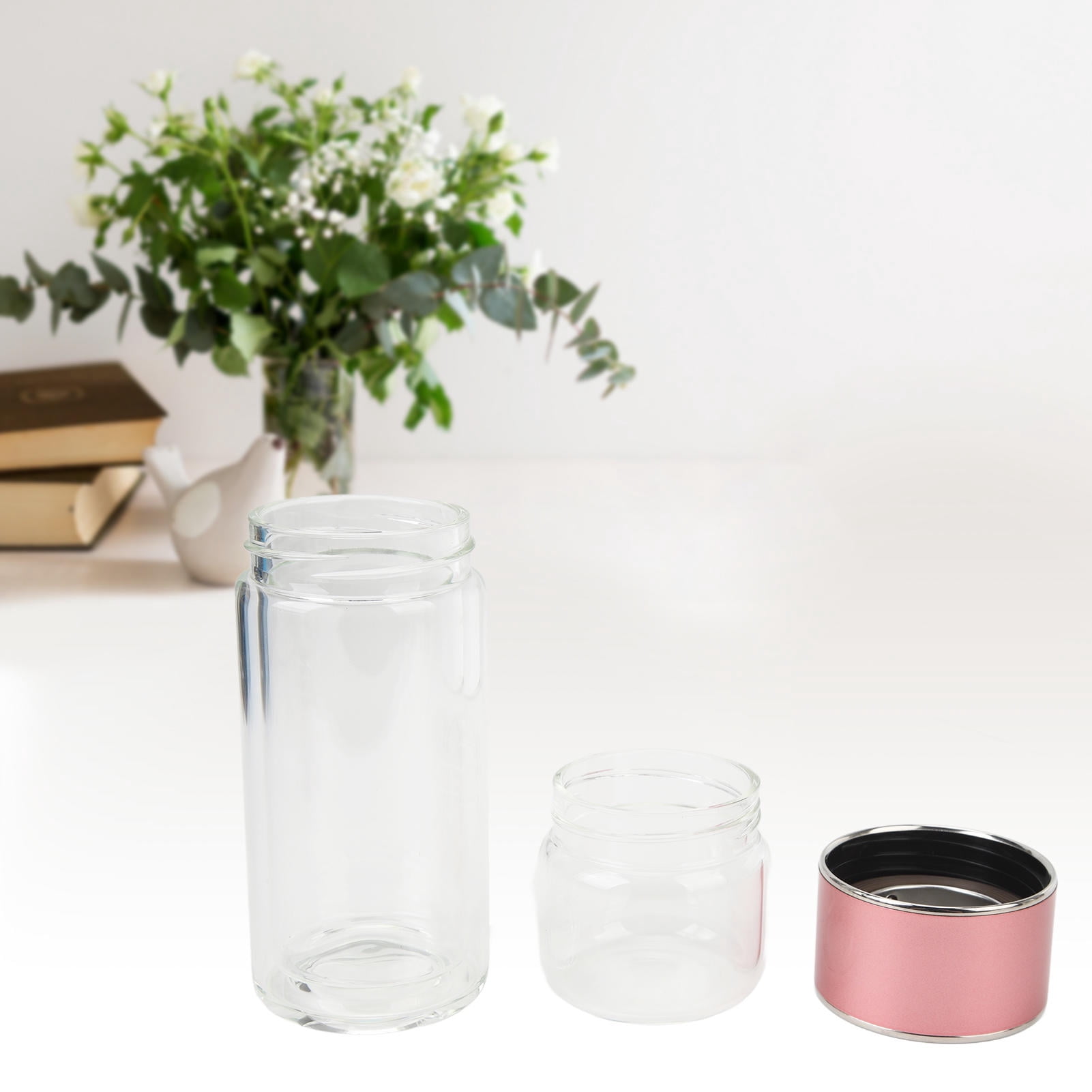LAZIOEGR Double Wall Glass Water Bottle with Tea Separation, 420ml, Portable Premium Glass, Ideal Gift for Tea Lovers
