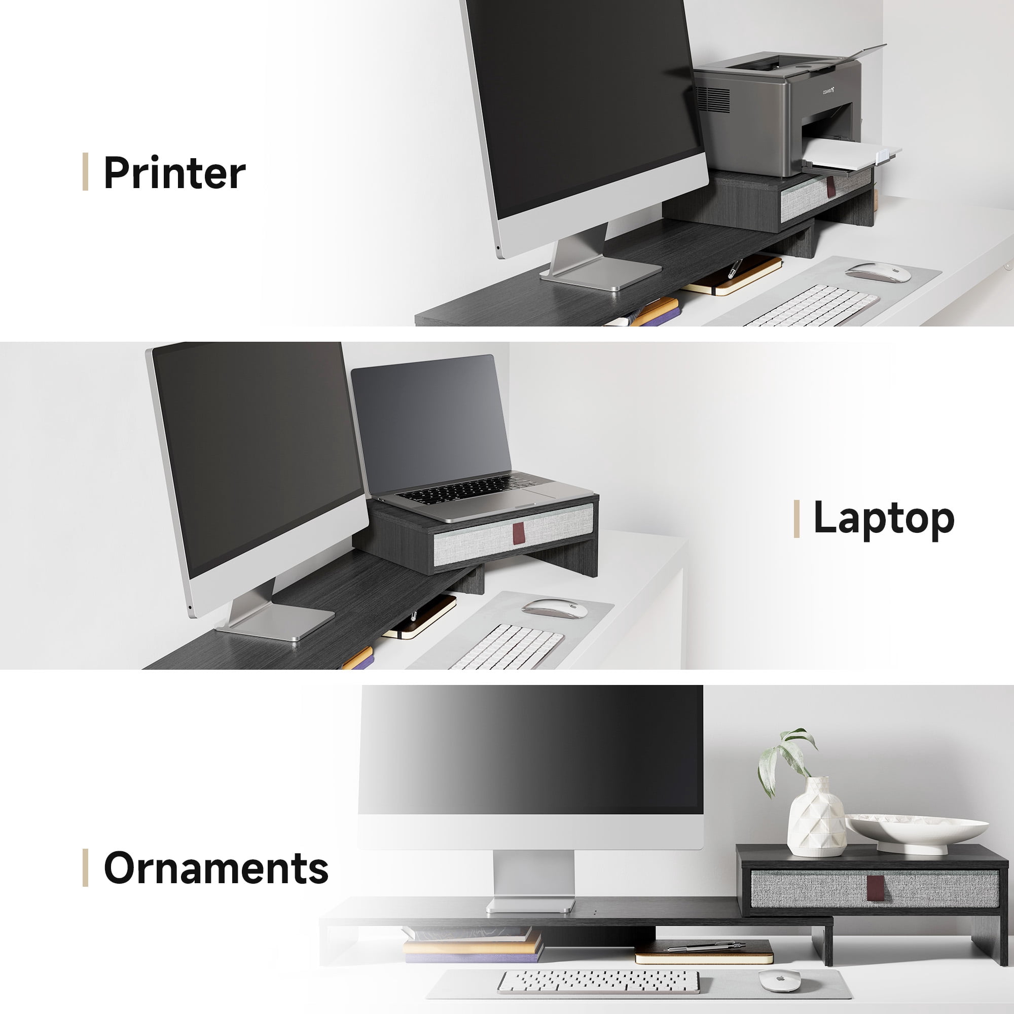 Fenge Computer Monitor Riser Stand with Drawer for 2 or 3 Monitors