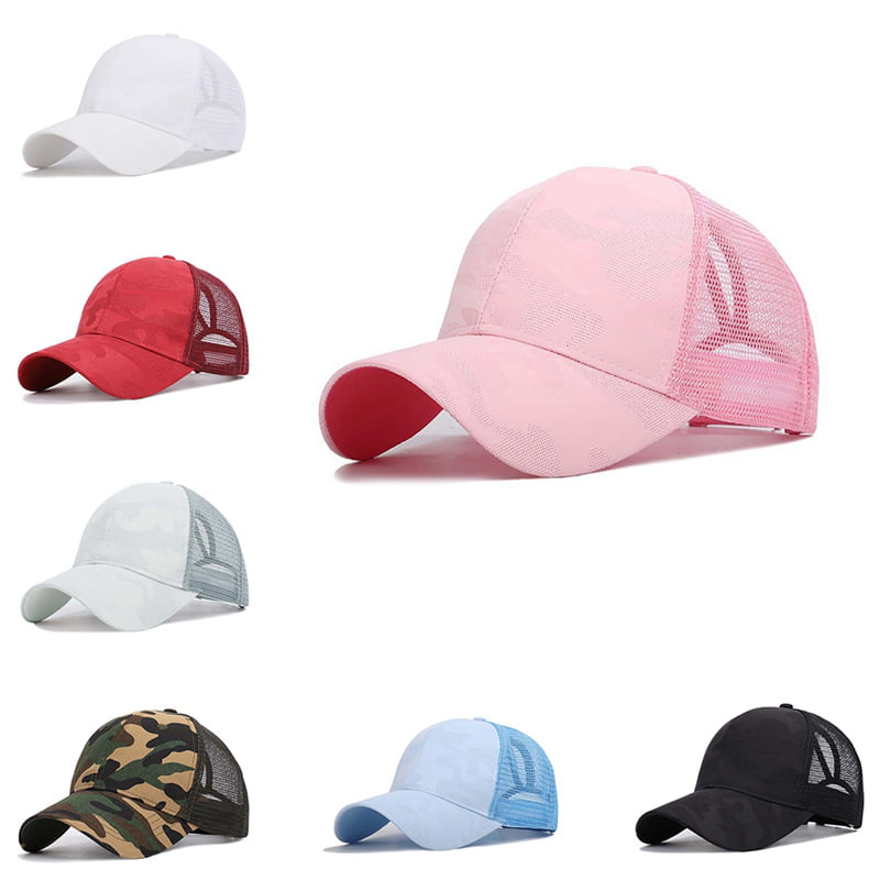YOSYO Harley-Quinn Ponytail Hats for Women Messy Trucker Hat Plain Ponytail Baseball Visor Cap 