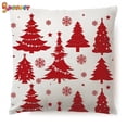 thumbnail image 5 of Spencer Pack of 4 Christmas Throw Pillow Cover Pillowcase Red Snowflakes Linen Pillow Cushion Cases Home Christmas Decor, 18x18 Inches, 5 of 8