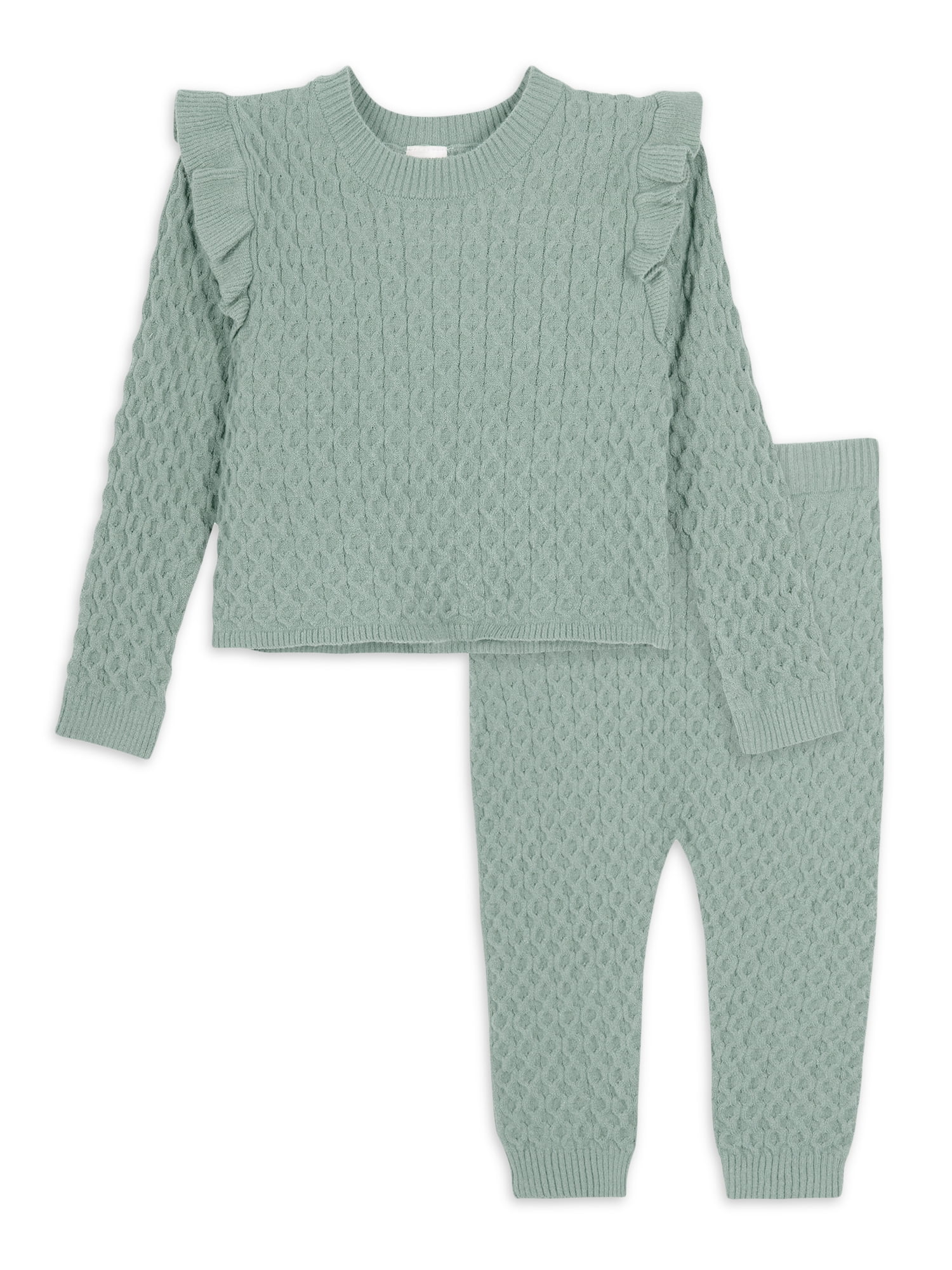 2-piece Toddler Girl Solid Knit Sweater and Pants Set