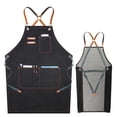 thumbnail image 4 of Shinycome Fashion Denim Apron for Chef Kitchen BBQ with Pockets Grill Baking Cooking Aprons for Women Men, 4 of 20