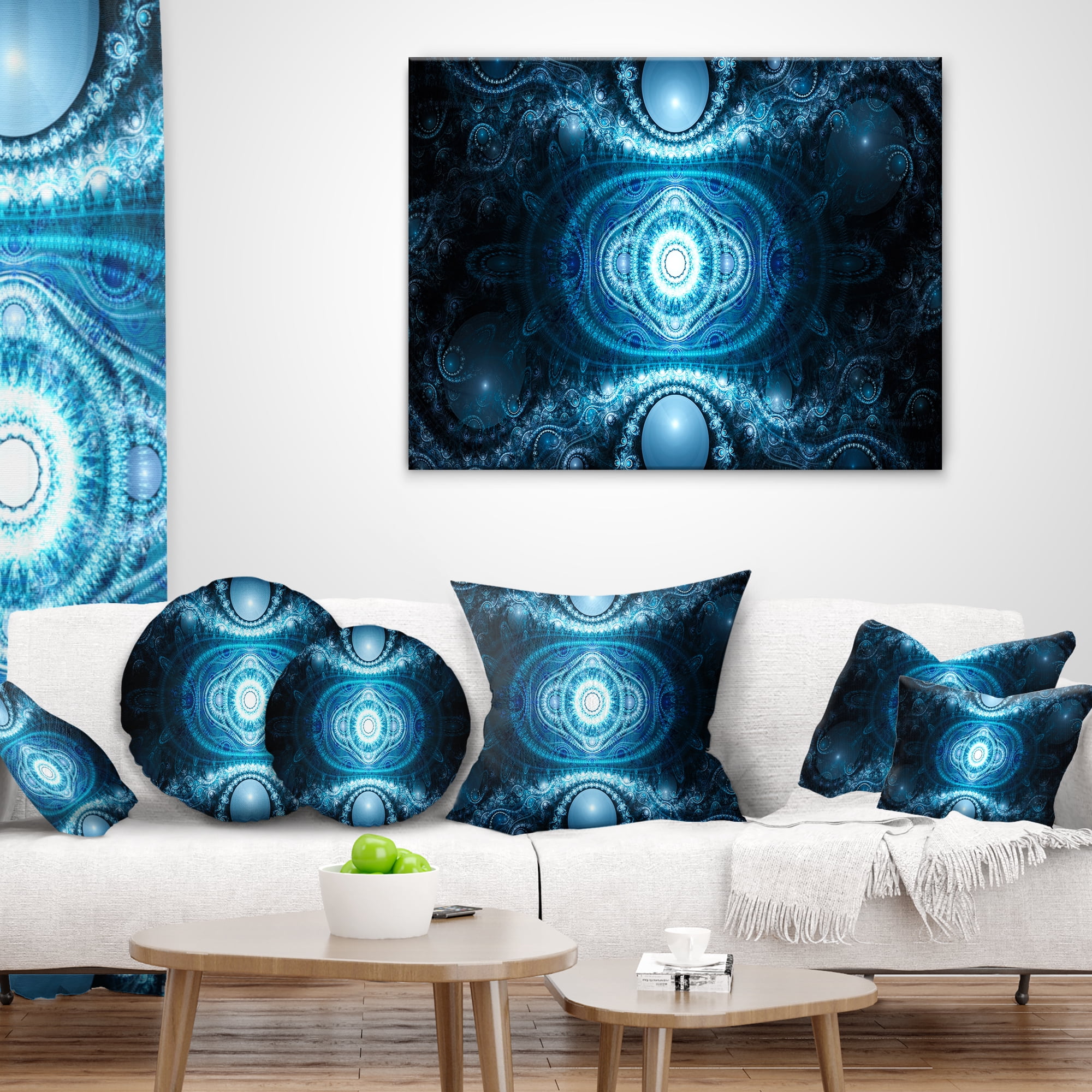 Designart Cabalistic Light Blue Pattern - Abstract Throw Pillow - 18x18