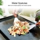 thumbnail image 3 of Espátula de acero inoxidable, espátula de metal, espátula giratoria para sartén de hierro fundido, espátula para parrilla de barbacoa con mango de madera, pala de cabeza redonda, 3 of 4