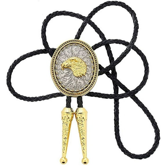 Vintage White Crack Triangle Bolo Tie for Men with Silver Bolo Tie Tips