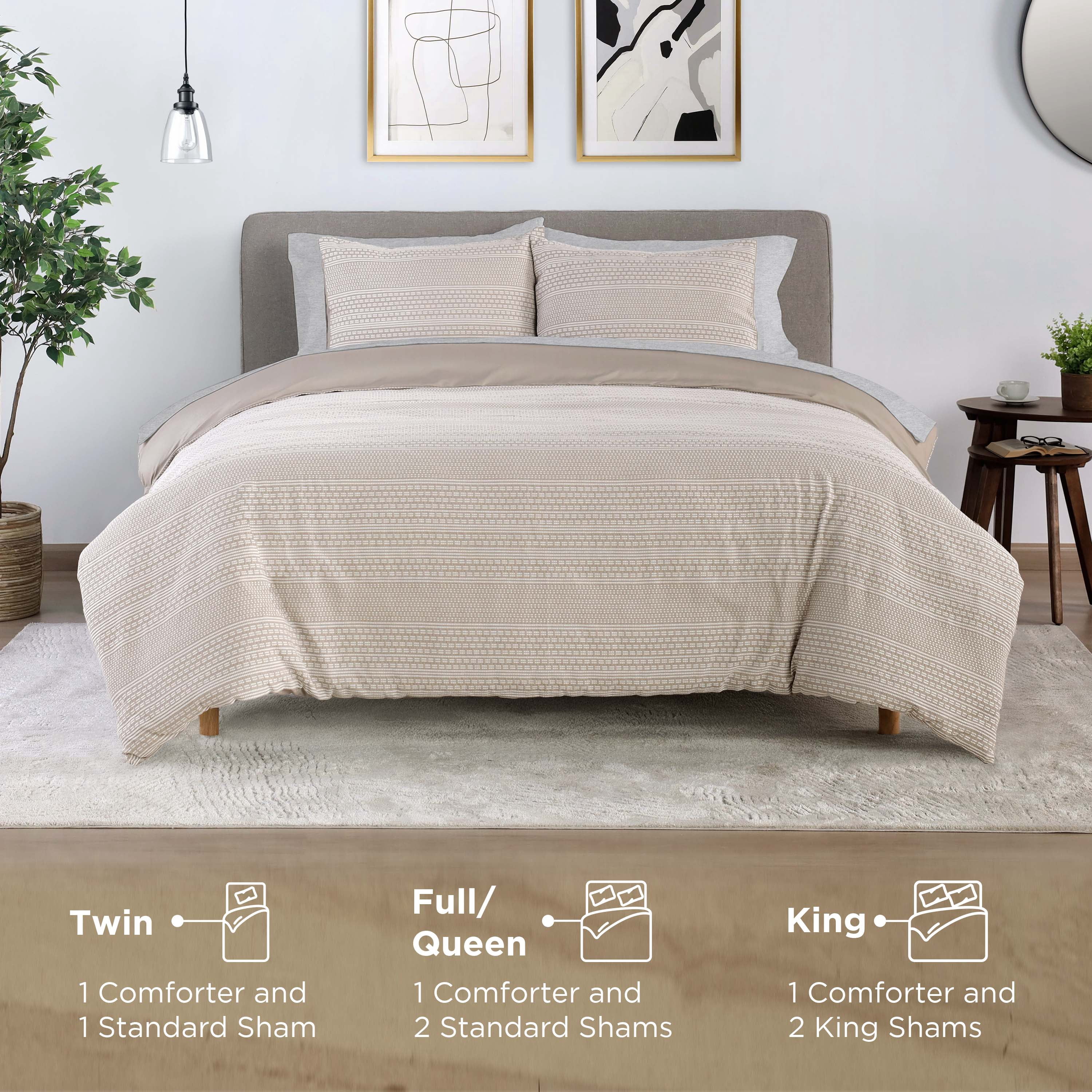 Vellux Sedona Cotton Comforter Set, Full/Queen, Oatmeal