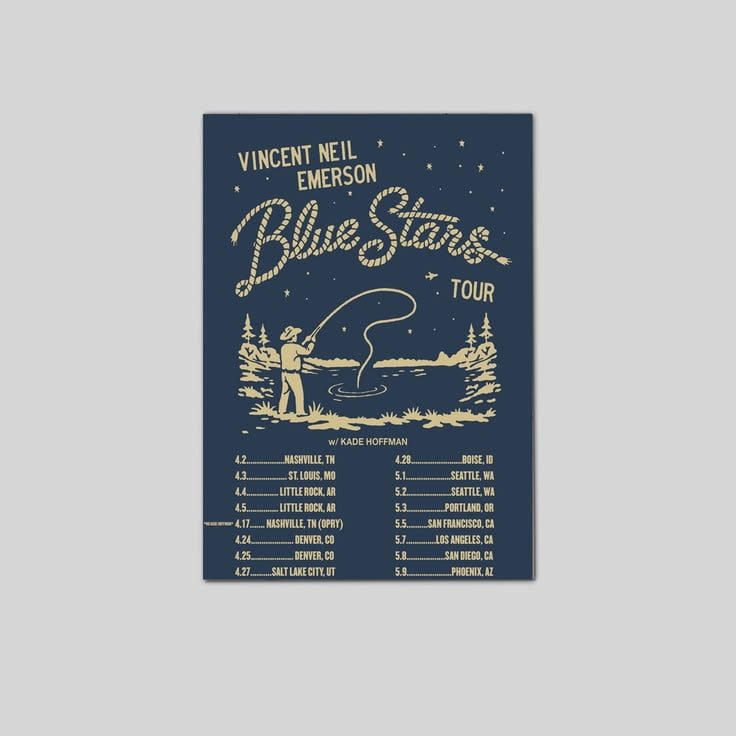 Vincent Neil Emerson Poster Blue Stars Tour April 2026 Poster Size 24''x36'' Googate