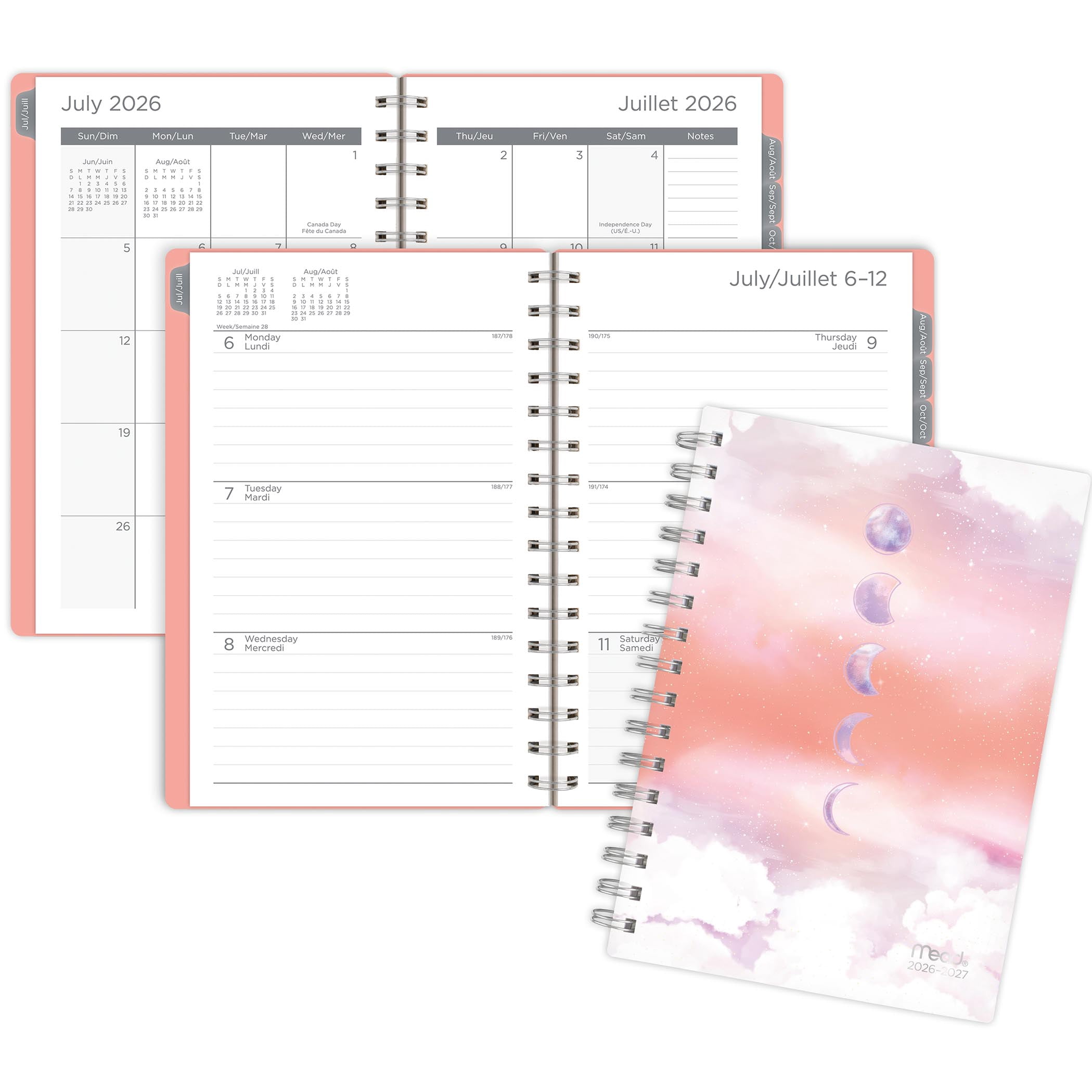 2026-2027 Mead Magic Planets Pink Small Weekly and Monthly Academic Year Planner