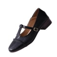thumbnail image 2 of BXSRUTA Women's Plus Size British Thick Heel Buckle Shoes Faux Leather Comfortable Casual Round Toe Loafers for Daily Commute, 2 of 8