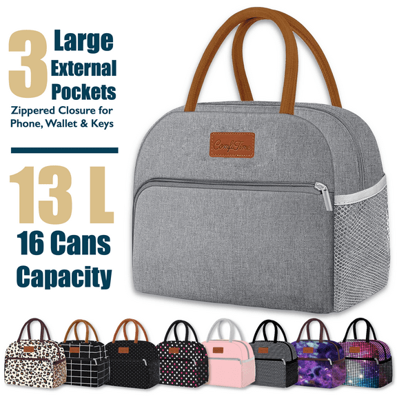 ComfiTime Lunch Bag - Insulated Lunch Box for Women, Large Capacity Cooler Bag for Adults & Teen, Cute Aesthetic Lunch Tote for Work, School, Extra Zippered Pocket for Wallet & Phone
