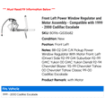 thumbnail image 2 of Front Left Power Window Regulator and Motor Assembly - Compatible with 1999 - 2000 Cadillac Escalade, 2 of 2