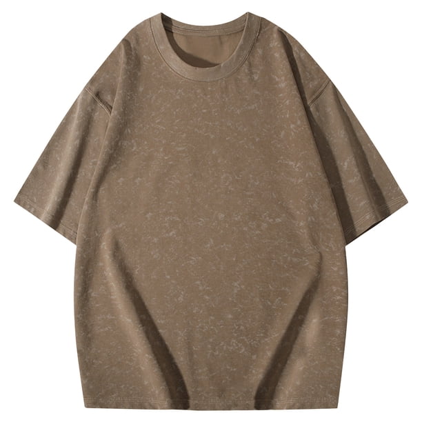 Blusas y camisas de manga corta con cuello redondo para hombre, blusas/camisetas casuales de verano a la moda de color liso con cuello redondo para hombre.