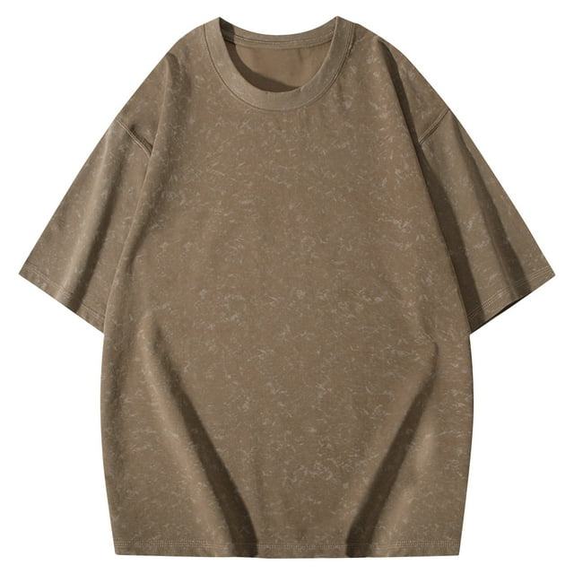 Men's Polyester T-Shirt, Casual Short Sleeve Shirt, Solid Color Round Neck Top for Daily Wear