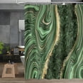 thumbnail image 4 of 4PCS Emerald Green Marble Bathroom Set with Shower Curtain sets, Bath Mat, Toilet Lid Cover & U-Shaped Rug, Dark Green Shower Curtain Set for Bathroom, 4 of 6