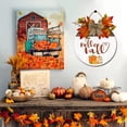 thumbnail image 3 of Eveokoki 11" Hello Fall Pumpkin Signs for Front Door Farmhouse Porch， Rustic Round Wooden Hanging Wreaths for Housewarming Gift Autumn Decoration Outdoor Indoor Wall Decor, 3 of 5