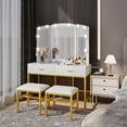 thumbnail image 3 of Semiocthome Modern Leather Backless Stool for Bedroom,15.7" White Finish, 3 of 6