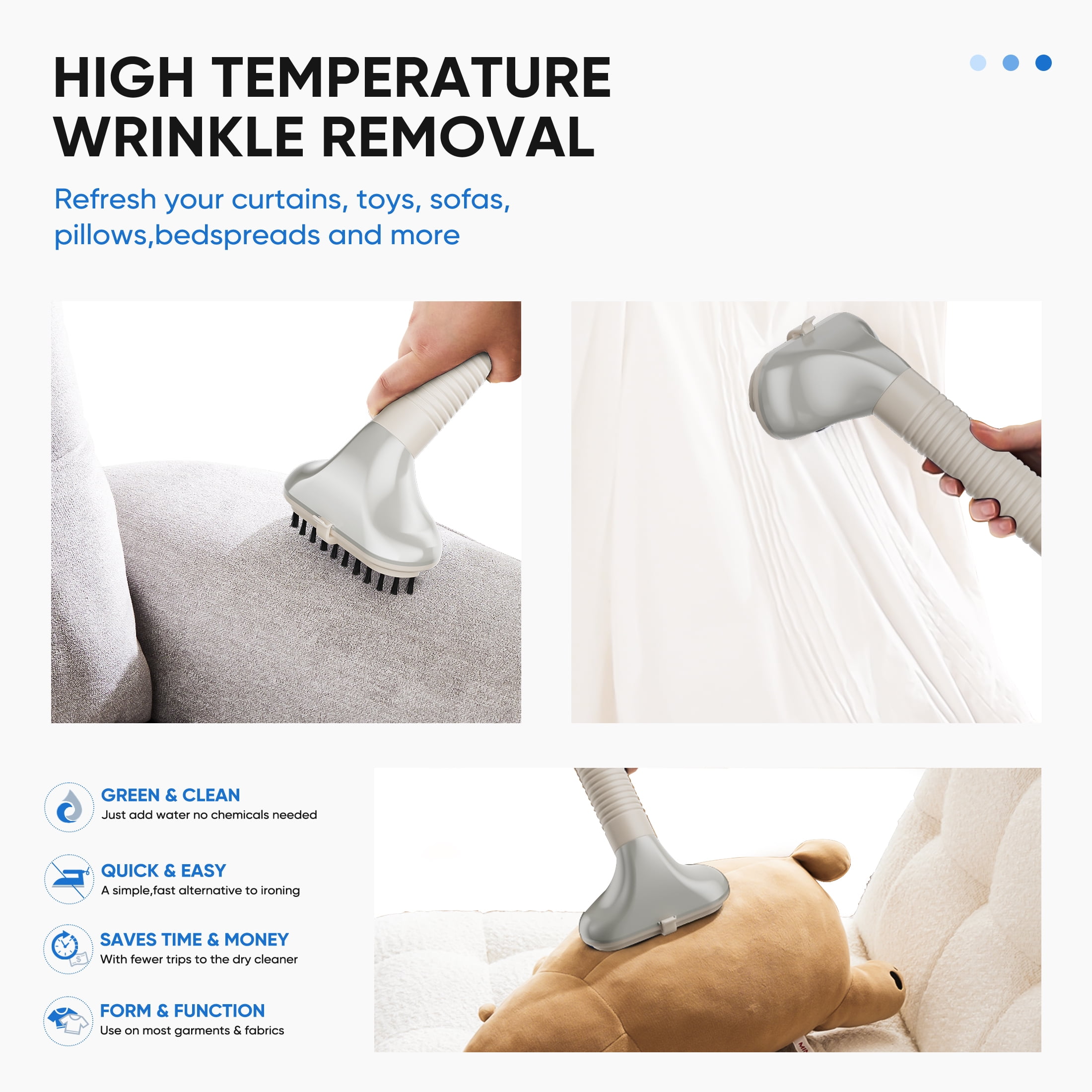 CONCETTA 1500W Powerful Steamer for Clothes with Roll Wheels, 1.7L Water Tank Standing Garment Steamer, 55 Min Continuous Steaming, Professional Wrinkle Remover Heats in 45 Seconds,Light Gray
