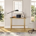 thumbnail image 2 of Henn&Hart 42" Modern Metal Writing Desk with Tempered Glass Top in Gold, 2 of 3