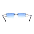 thumbnail image 4 of Luxurious Rimless Geometric Metal Frame Designer Style Sunglasses Gold Blue, 4 of 4