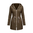 thumbnail image 6 of Womens Zip up Long Hoodie - Lightweight Soft Fleece Front Zipper Hooded Jackets with Side Pockets Tie Waist Loose Casual Long Sleeve Winter Coats Brown XXL, 6 of 7