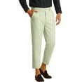 thumbnail image 5 of INSPIRE CHIC Men's Pleated Front Slim Fit Solid Business Cropped Dress Pants 30 Light Green, 5 of 6