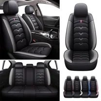 Fit for Ford Bronco Sport Car Seat Covers, 5 Seat Luxury Leatherette Front Back Seat Cushion Protector for Fusion EcoSport Fiesta Focus Black Gray