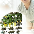thumbnail image 4 of KQJQS 14 in 1 Green Military Truck Toys, Army Tanks Set with Soldier Men, Army Men Toys, Military Truck Toy with Lights and Sounds, Gifts for Toddler Kids Boys Ages 3+, 4 of 6