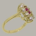 thumbnail image 3 of LBG British Made 10k Yellow Gold Real Natural Ruby & Cultured Pearl Womens Engagement Ring - 33 size options - Size 8, 3 of 6