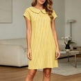 thumbnail image 3 of Iyufng Striped Straight Cut Short Dresses for Women with Short Sleeves, Peter Pan Collar and Pockets, 3 of 5