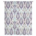thumbnail image 2 of Blue Flower Sheer Curtains 45 Inches Long, Purple Vintage Moroccan Country Floral Light Filering Curtains, Breathable Simi Curtain Privacy Drapes for Kitchen Bathroom Small Window Treatment, 2 of 9