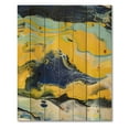 thumbnail image 3 of Designart 'Abstract Marble Composition In Blue and Yellow I' Modern Print on Natural Pine Wood, 3 of 5
