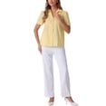 thumbnail image 2 of INSPIRAR CHIC Blusa de cuadros vintage con mangas abullonadas para mujer de verano XS Amarillo, 2 of 6