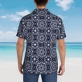 thumbnail image 4 of Pofeuu Geometry Flower Print Hawaiian Shirt for Men Sleeves Casual Button Down Summer Beach Dress Shirts T-Shirts,Large, 4 of 7