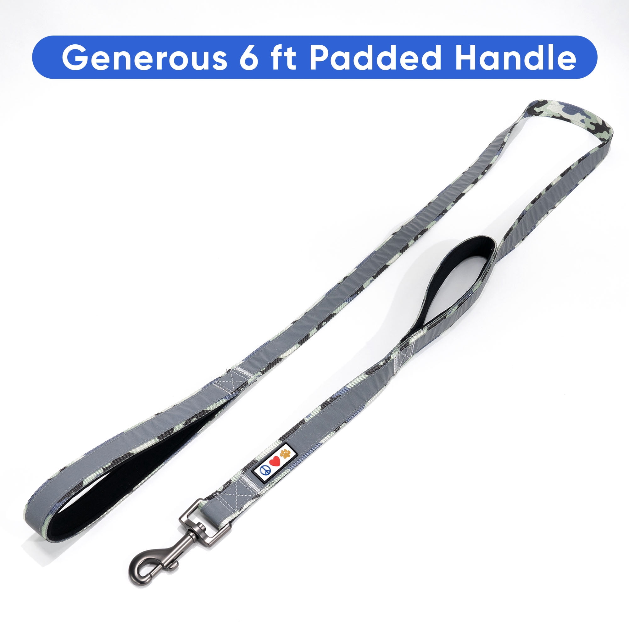 Pawtitas Double Handle Dog Leash Ideal for Medium and Large Dogs Training Dog Leash - Medium / Large - Grey Camo