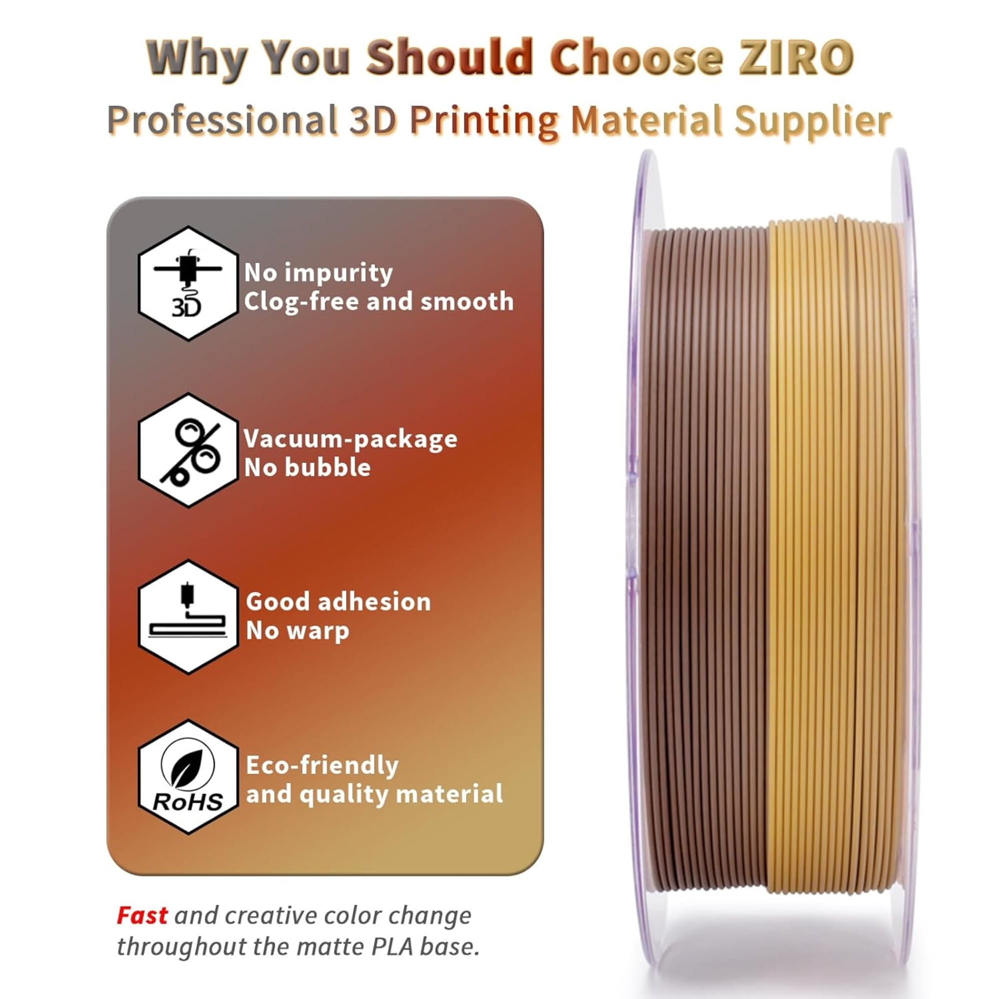 Ziro 3D Gradient Matte PLA 1.75mm 1kg, Castle brick